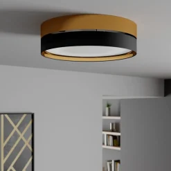 Loftlampe Hilton, sort/guld, Ø 60 cm