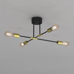 Loftlampe Ilia, sort/guld, 4 lyskilder