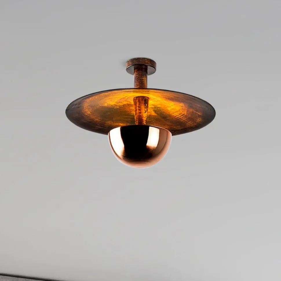 Loftlampe Kurt 13355, kobberfarvet, metal, Ø 48 cm