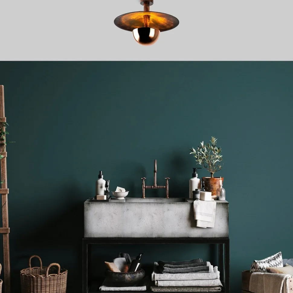 Loftlampe Kurt 13355, kobberfarvet, metal, Ø 48 cm