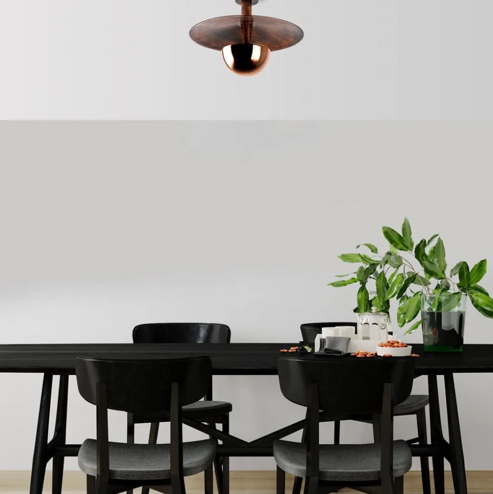 Loftlampe Kurt 13355, kobberfarvet, metal, Ø 48 cm