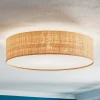 Loftlampe Leano beige rund af rattan