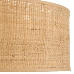 Loftlampe Leano beige rund af rattan