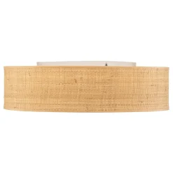 Loftlampe Leano beige rund af rattan
