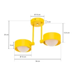 Loftlampe Mado i stål, gul, 2 lyskilder