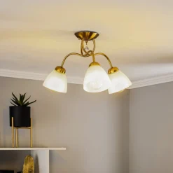 Loftlampe Miranda, 3 lyskilder, messing