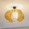 Loftlampe Modern C M med trælameller Ø 50 cm