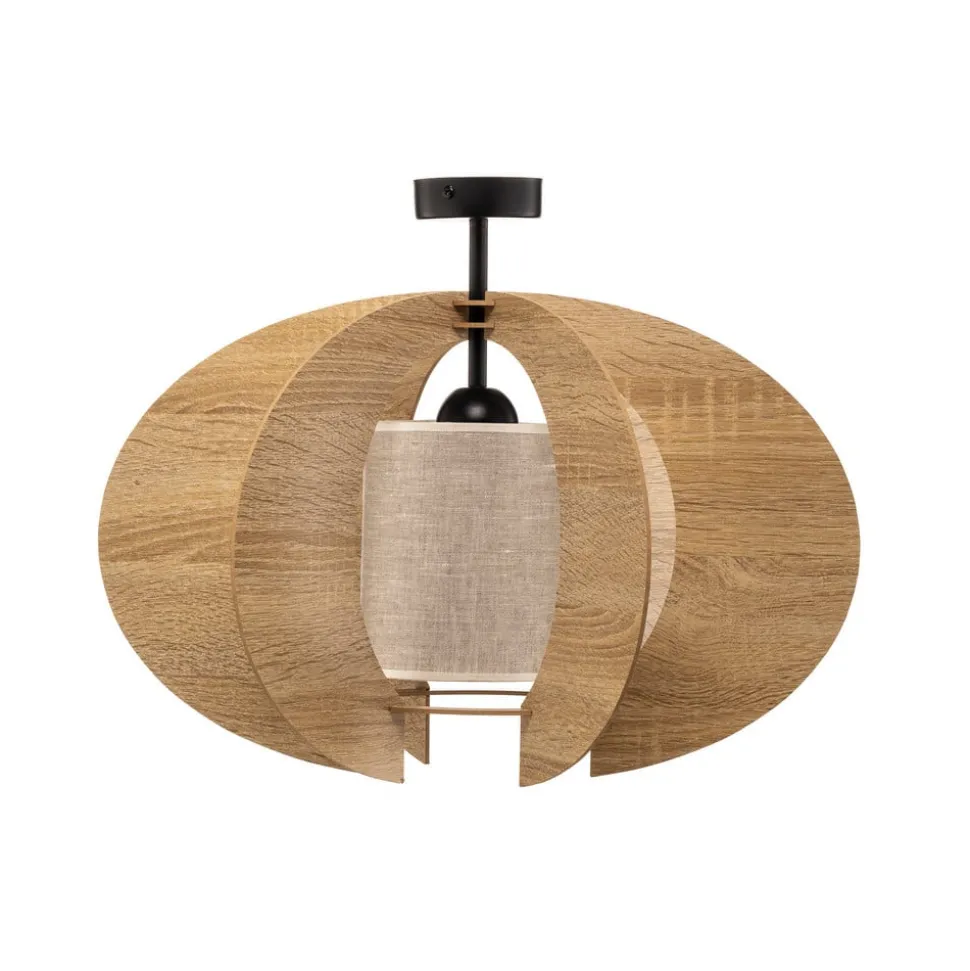 Loftlampe Modern C M med trælameller Ø 50 cm