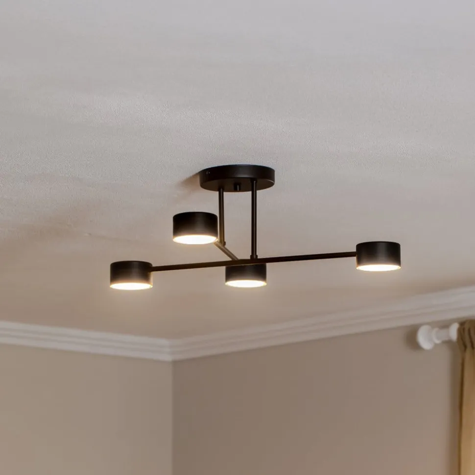 Loftlampe Modus 4, stål, 4 lyskilder, GX53, sort
