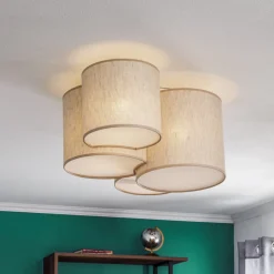 Loftlampe Mona Nature, 4 lyskilder, naturfarvet hør
