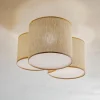 Loftlampe Mona Nature, 3 lyskilder, naturfarvet linned