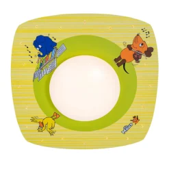 Loftlampe mus, gul, Ø 58 cm, træ