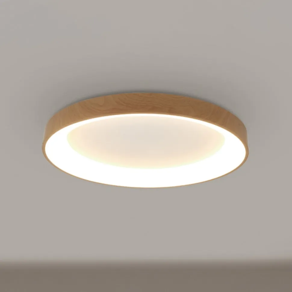 Loftlampe Niseko II CCT fjernbetjening Ø50cm træfarvet