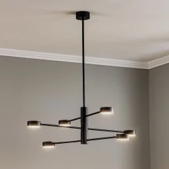 Loftlampe Orbit VI, sort, 6 lyskilder