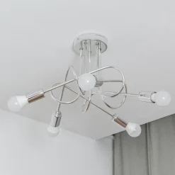 Loftlampe Oxford, krom, 5 lyskilder, Ø 47 cm, metal