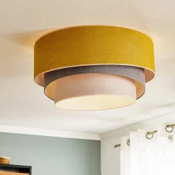 Loftlampe Pastell Trio Ø 60 cm sennepsfarvet/grå/lysegrå