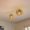 Loftlampe Paz hvid trælameller-kugler, 2 lyskilder.