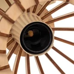 Loftlampe Paz hvid trælameller-kugler, 2 lyskilder.