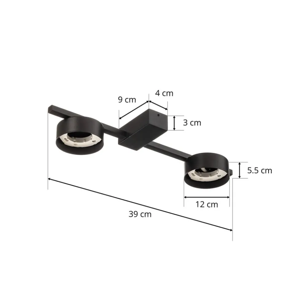 Loftlampe Pills II, sort, 2 lyskilder
