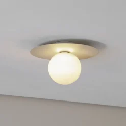 Loftlampe Pixie, beige, glas, Ø 25 cm, kugle, G9