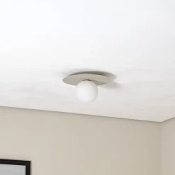 Loftlampe Pixie, beige, glas, Ø 25 cm, kugle, G9