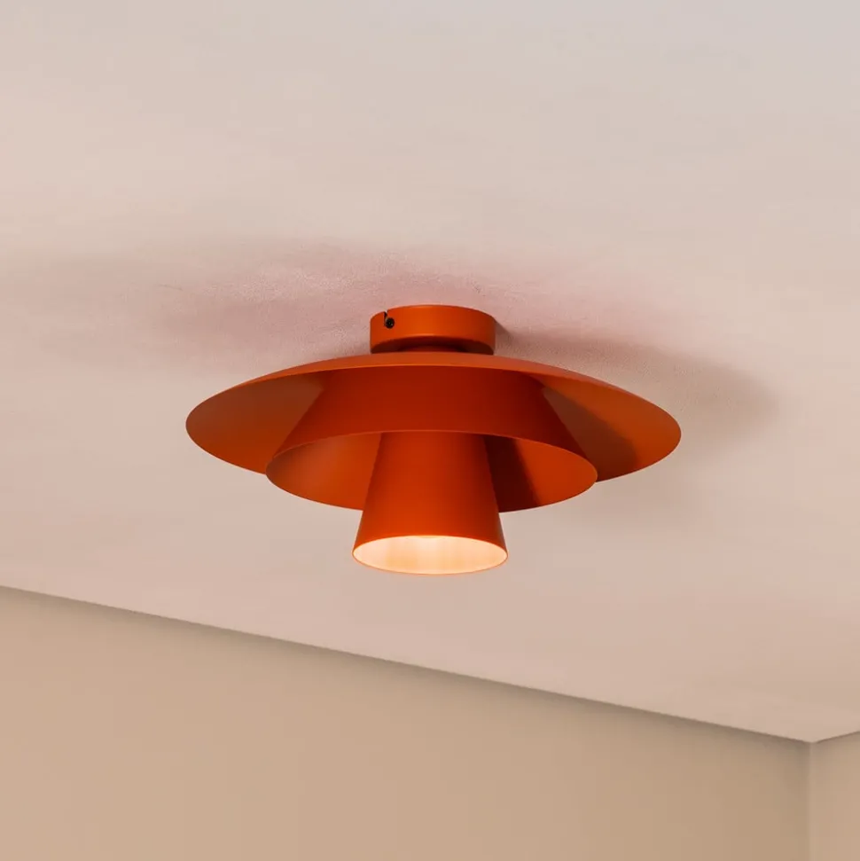 Loftlampe Plato, orange, metal, Ø 38 cm, E27