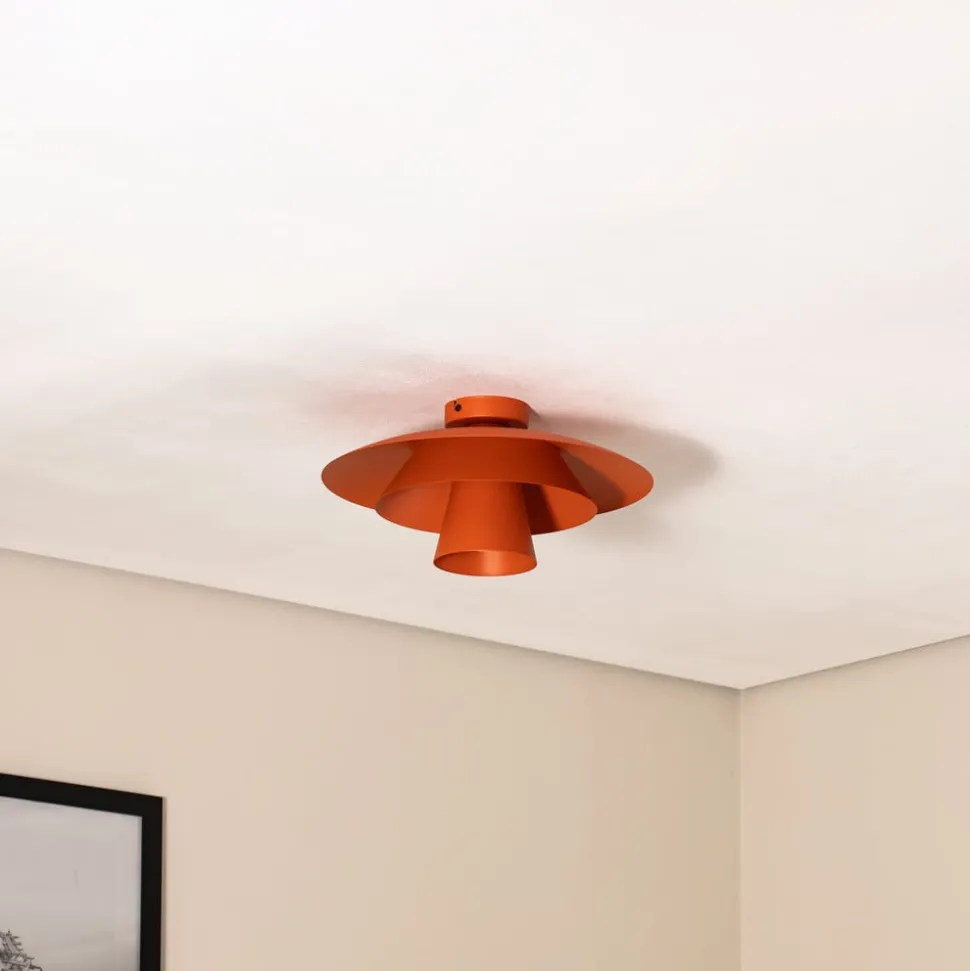Loftlampe Plato, orange, metal, Ø 38 cm, E27