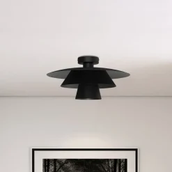 Loftlampe Plato, sort, metal, Ø 38 cm, E27
