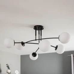 Loftlampe Pregos 6 i sort, 6 lyskilder