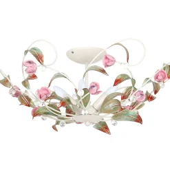 Loftlampe Rose som lysekrone, 5 lyskilder