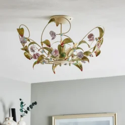 Loftlampe Rose som lysekrone, 5 lyskilder