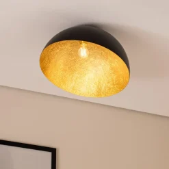 Loftlampe Sfera, Ø 50 cm, sort/guld