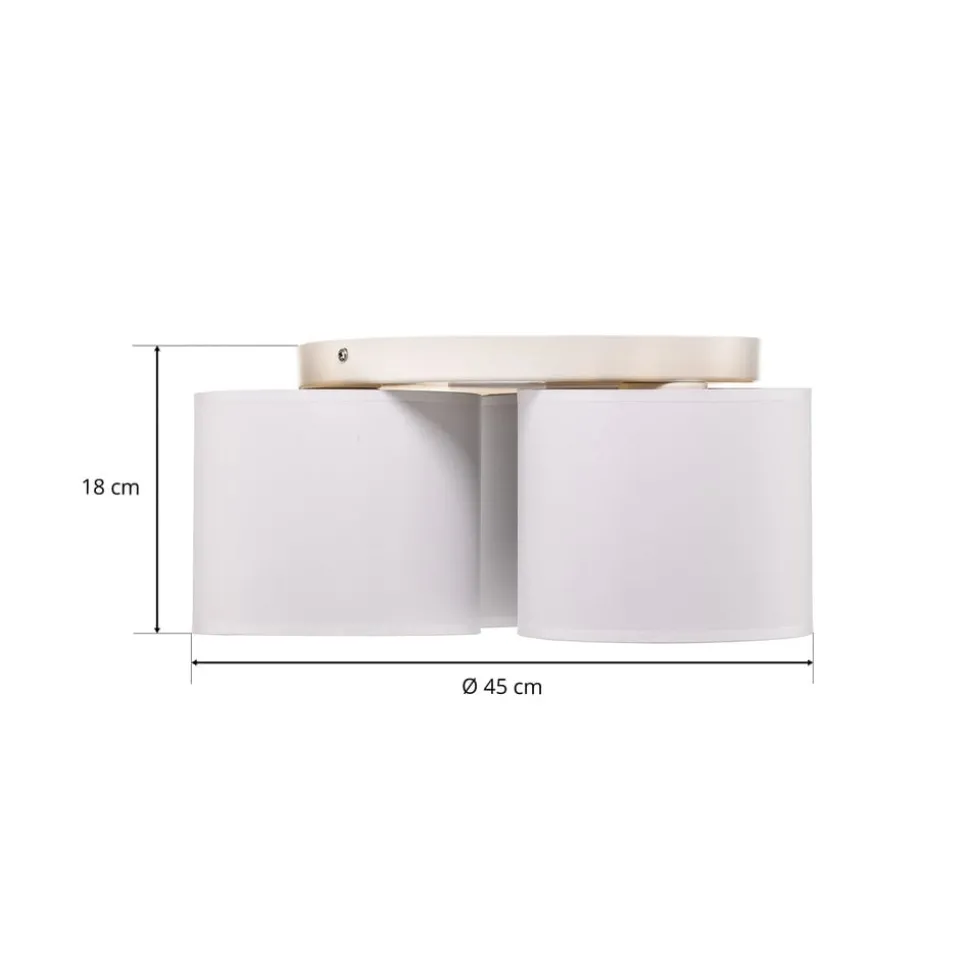 Loftlampe Soho, cylindrisk, 3 lyskilder, hvid/guld