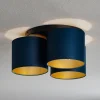 Loftlampe Soho cylindrisk, 3 lyskilder blå/guld