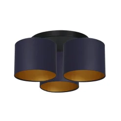 Loftlampe Soho cylindrisk, 3 lyskilder blå/guld