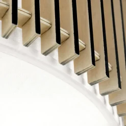 Loftlampe Tarta, Ø 50 cm, træ, tekstildiffusor, 4 x E27