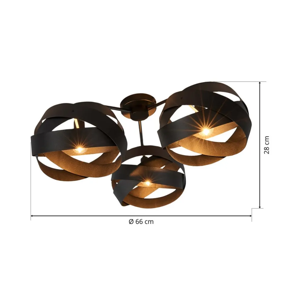 Loftlampe Tornado sort 3 lyskilder