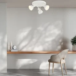 Loftlampe Trogir, beige, 3 lyskilder, stål, Ø 30 cm