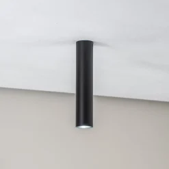 Loftlampe Tube i cylinderform, sort
