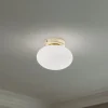 Loftlampe Ufo, guld/hvid, Ø 18 cm, glas, G9