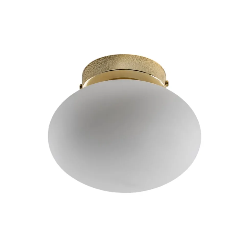 Loftlampe Ufo, guld/hvid, Ø 18 cm, glas, G9