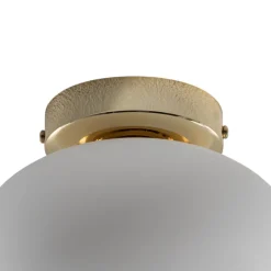 Loftlampe Ufo, guld/hvid, Ø 18 cm, glas, G9
