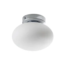 Loftlampe Ufo, krom/hvid, Ø 18 cm, glas, G9