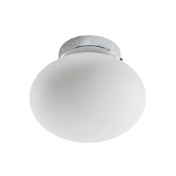 Loftlampe Ufo, krom/hvid, Ø 18 cm, glas, G9