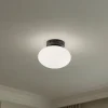 Loftlampe Ufo, sort/hvid, Ø 18 cm, glas, G9
