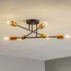 Loftlampe Veken 6B i sort og kobber
