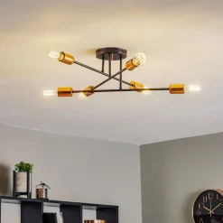 Loftlampe Veken 6B i sort og kobber