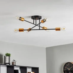 Loftlampe Veken 6B i sort og kobber
