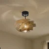 Loftlampe Vento, sort/guld, metal, Ø 40 cm, E27