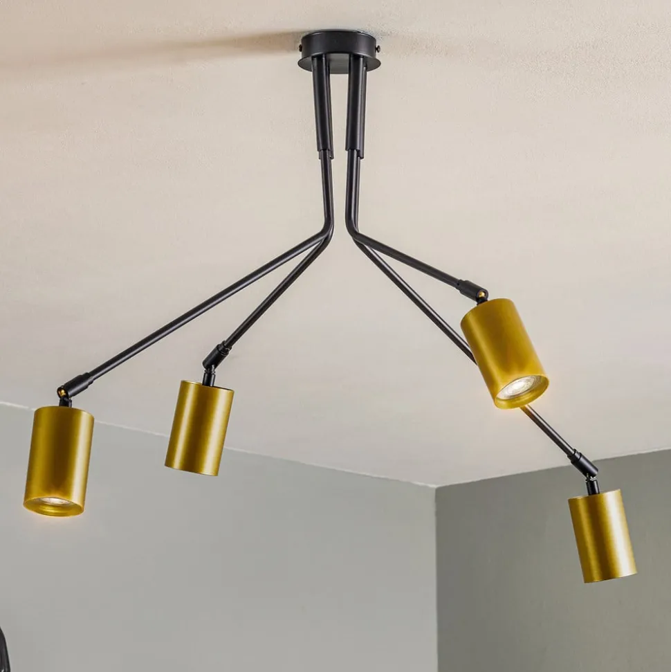 Loftlampe Verno 4 Black i sort og guld